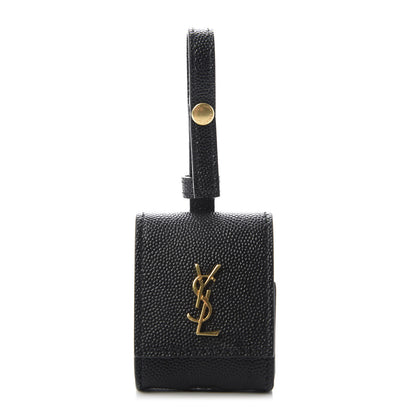 Saint Laurent Grain De Poudre Monogram Airpods Case Black 1 of 6