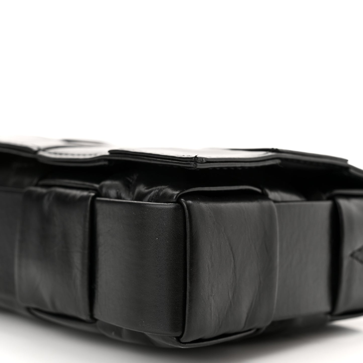 Paper Calfskin Maxi Intreccio Cassette Crossbody Bag Black