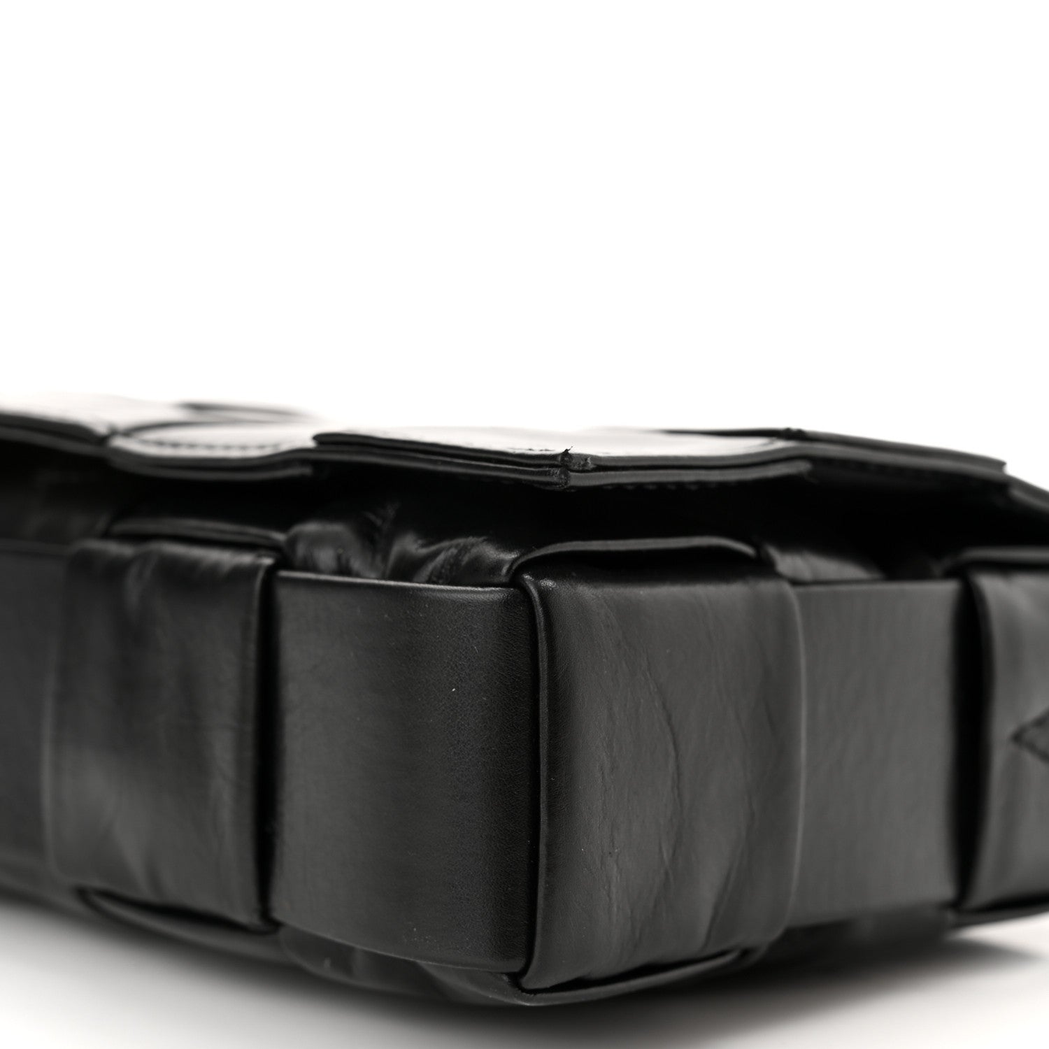 Bottega Veneta Paper Calfskin Maxi Intreccio Cassette Crossbody Bag Black 10 of 10