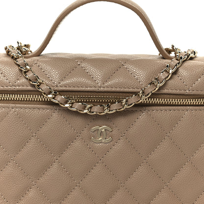 Chanel Caviar Quilted Top Handle Slim Vanity With Chain Dark Beige 8 of 11