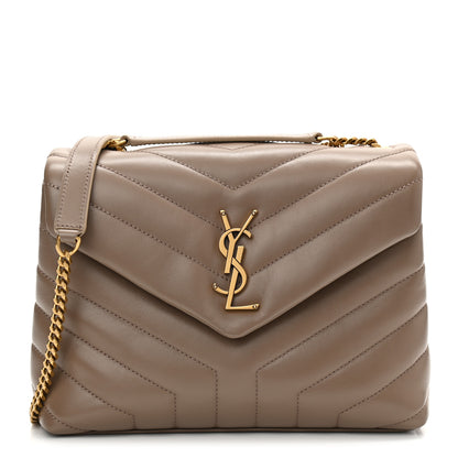 Saint Laurent Calfskin Y Quilted Monogram Small Loulou Chain Satchel Taupe 1 of 7