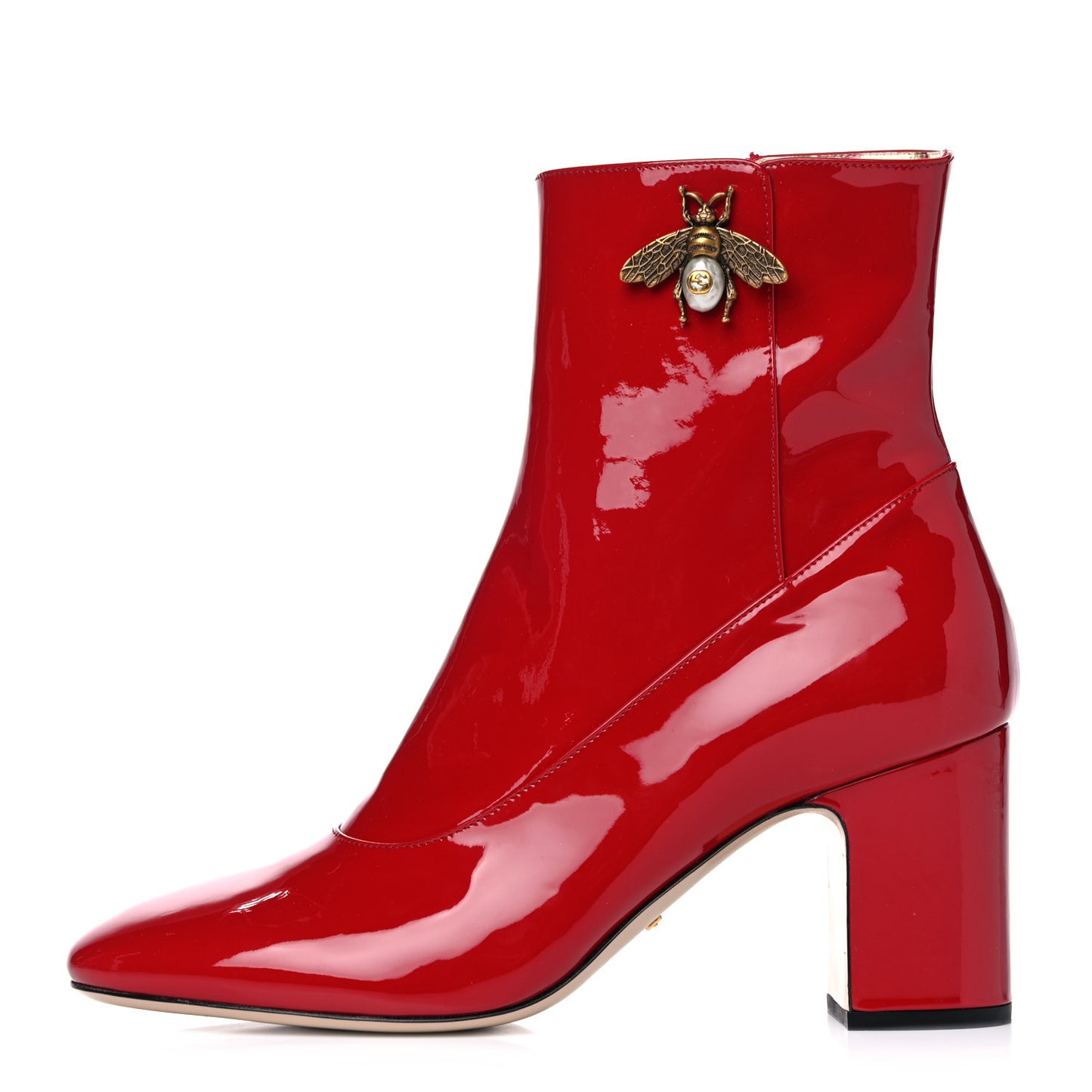 Patent Calfskin GG Lois Bee Ankle Booties 40 Red
