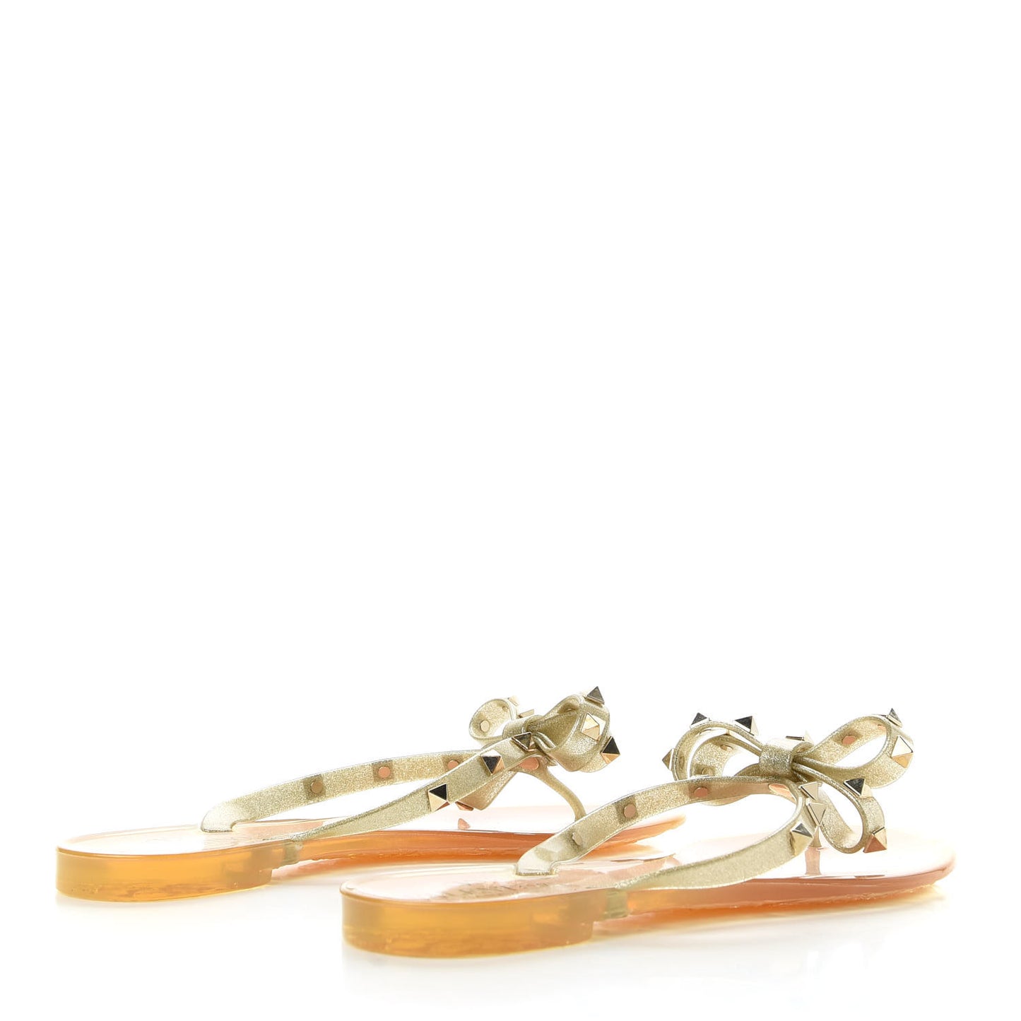 PVC Jelly Glitter Rockstud Bow Thong Sandals 37 Oro