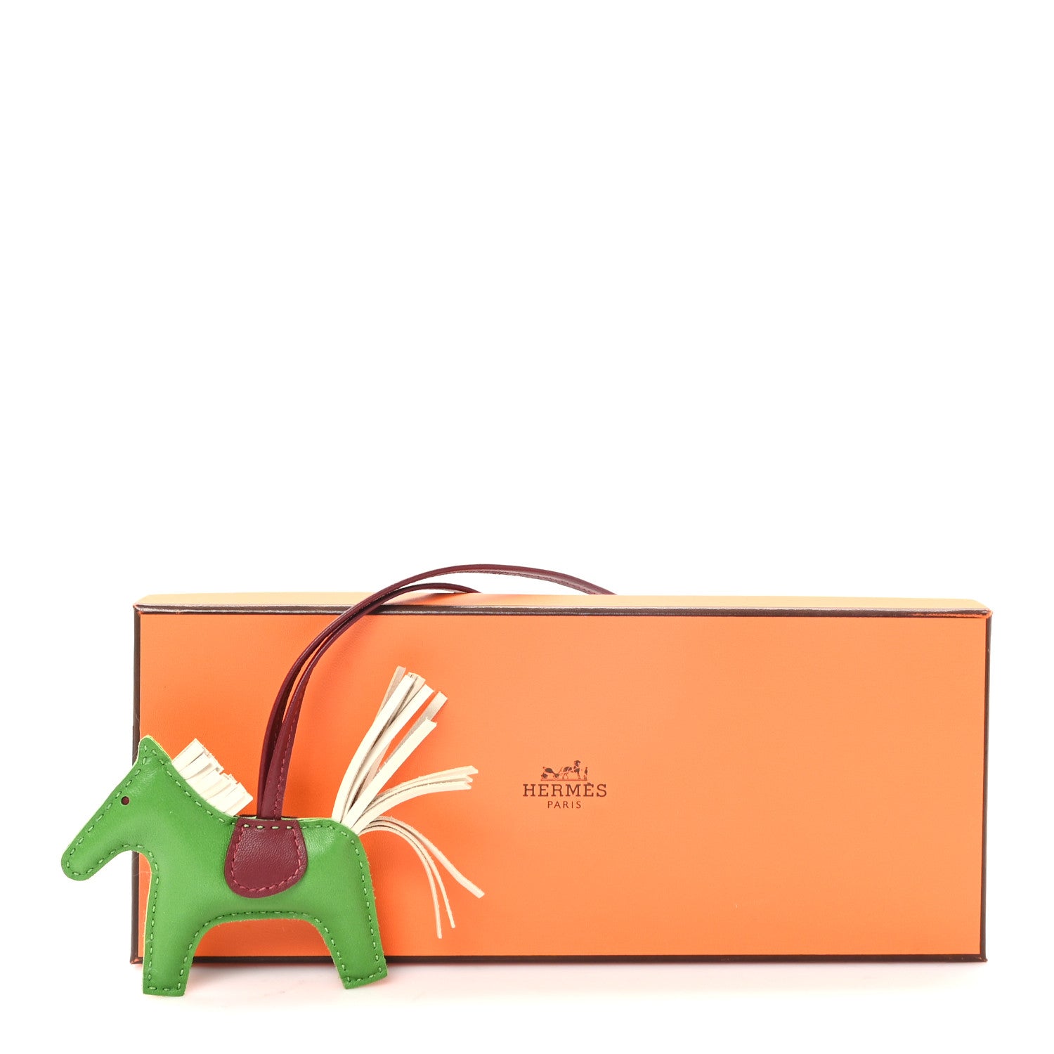 Hermes Milo Lambskin Grigri Rodeo Horse Bag Charm PM Vert Yucca Rouge H Craie 4 of 4