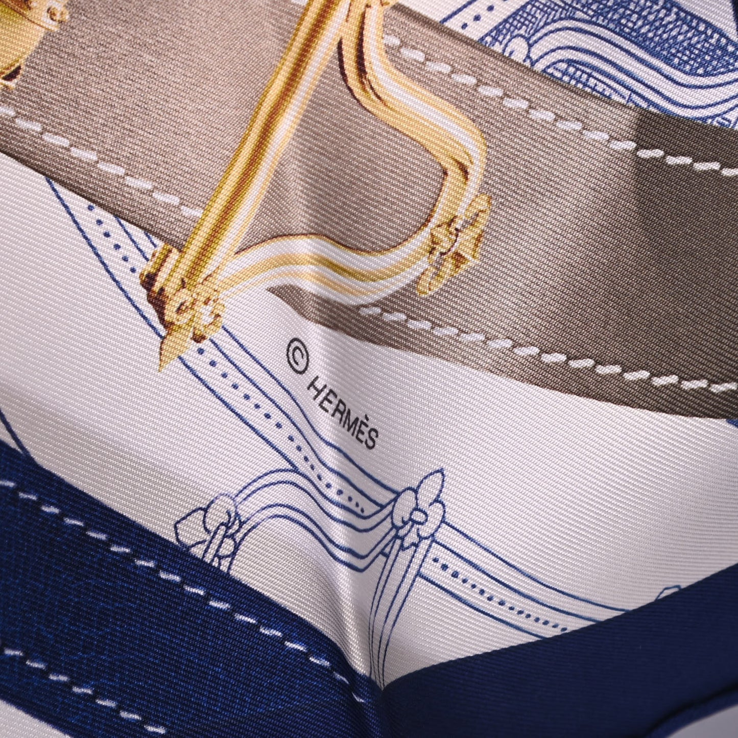 Silk Cavalcadour Voltigeur Scarf 90 Bleu Roy Creme Cobalt