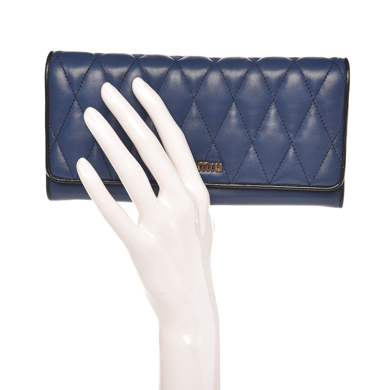 Miu Miu Nappa Quilted Flap Wallet Inchiostro 2 of 11