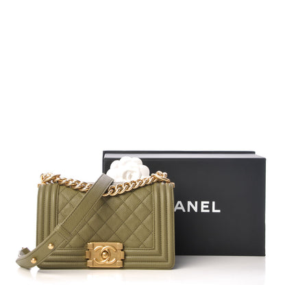 Chanel Caviar Quilted Small Boy Flap Khaki 8 of 8