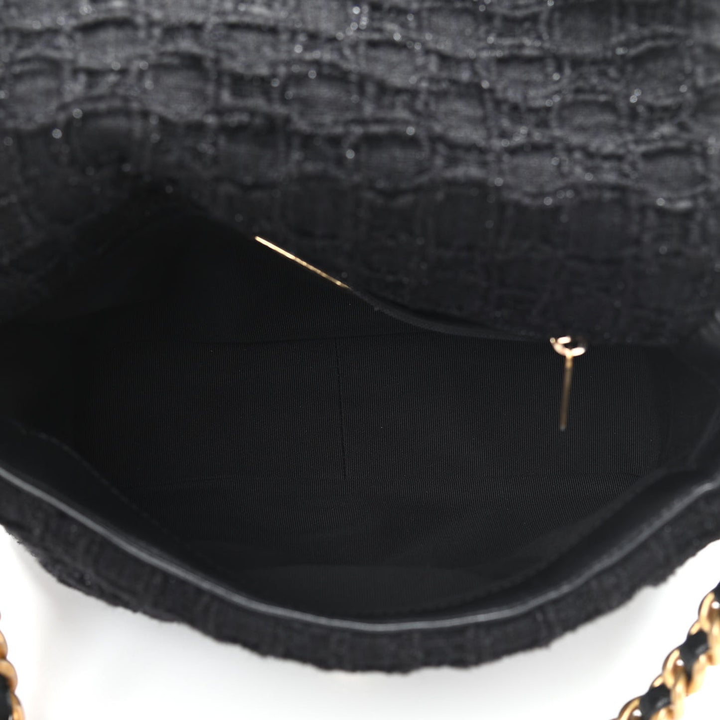 Tweed Quilted Medium Chanel 19 Flap Black