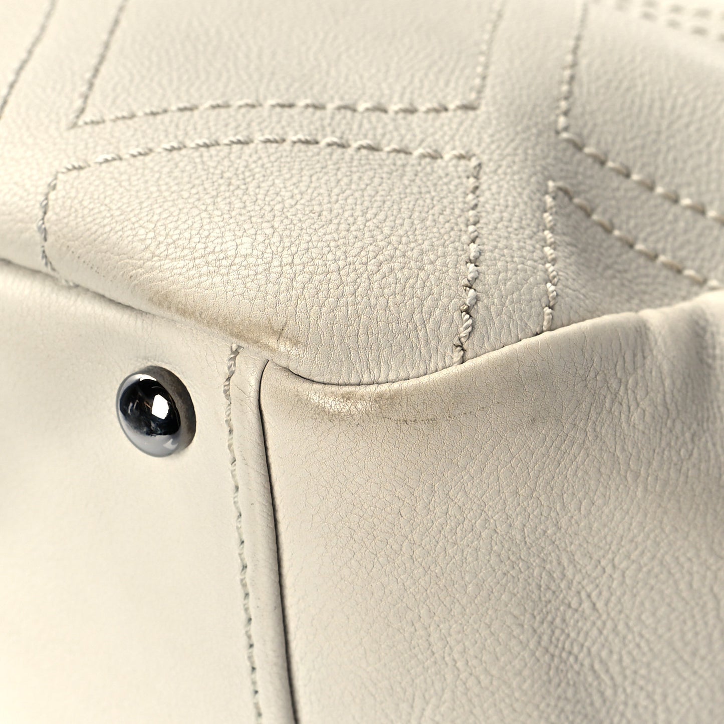 Calfskin Small Diamond Stitch Tote White