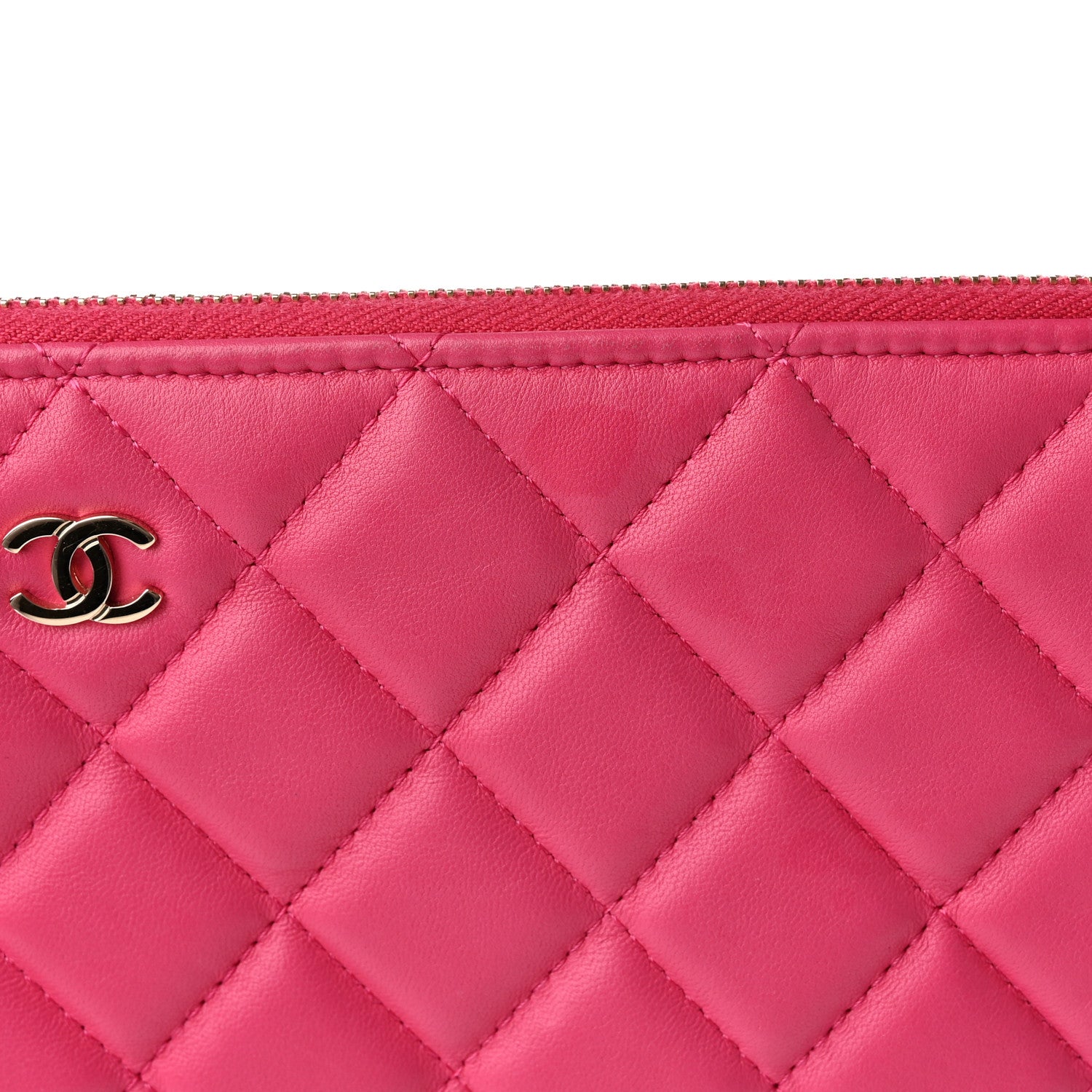Chanel Lambskin Quilted Medium Cosmetic Case Dark Pink 13 of 14