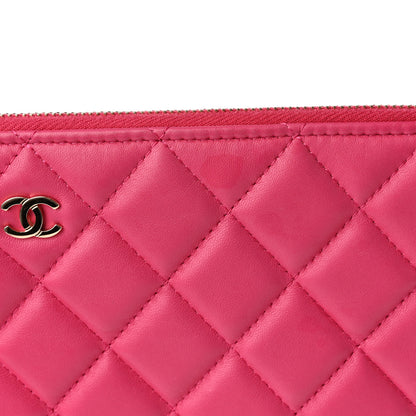 Chanel Lambskin Quilted Medium Cosmetic Case Dark Pink 13 of 14