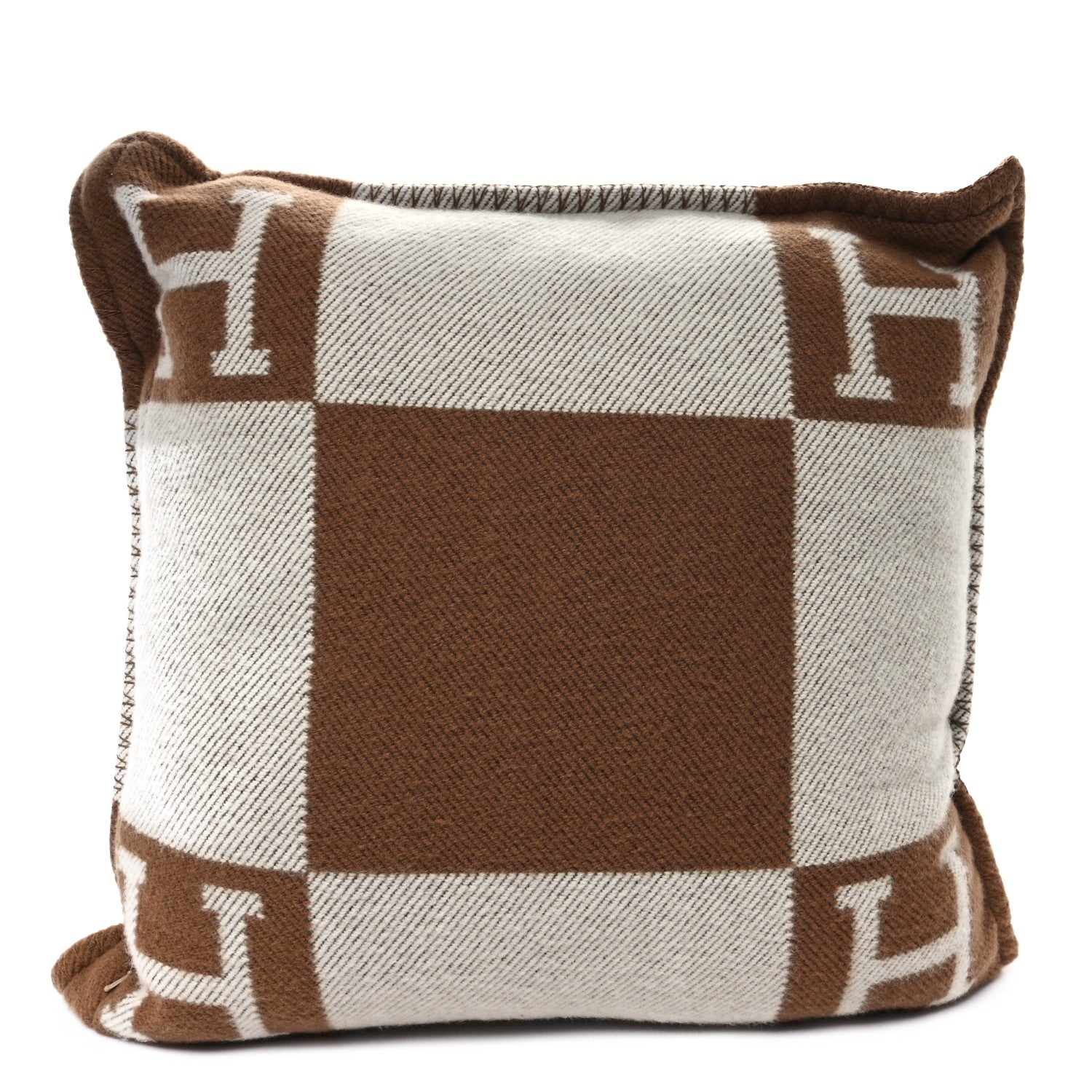 Hermes Wool Cashmere Avalon Pillow PM Ecru Camel 2 of 3