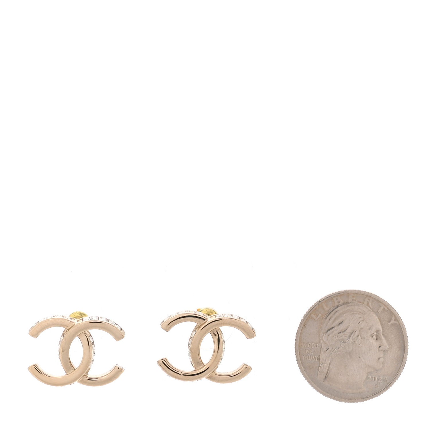 Chanel Metal Baguette Crystal CC Earrings Gold 2 of 5