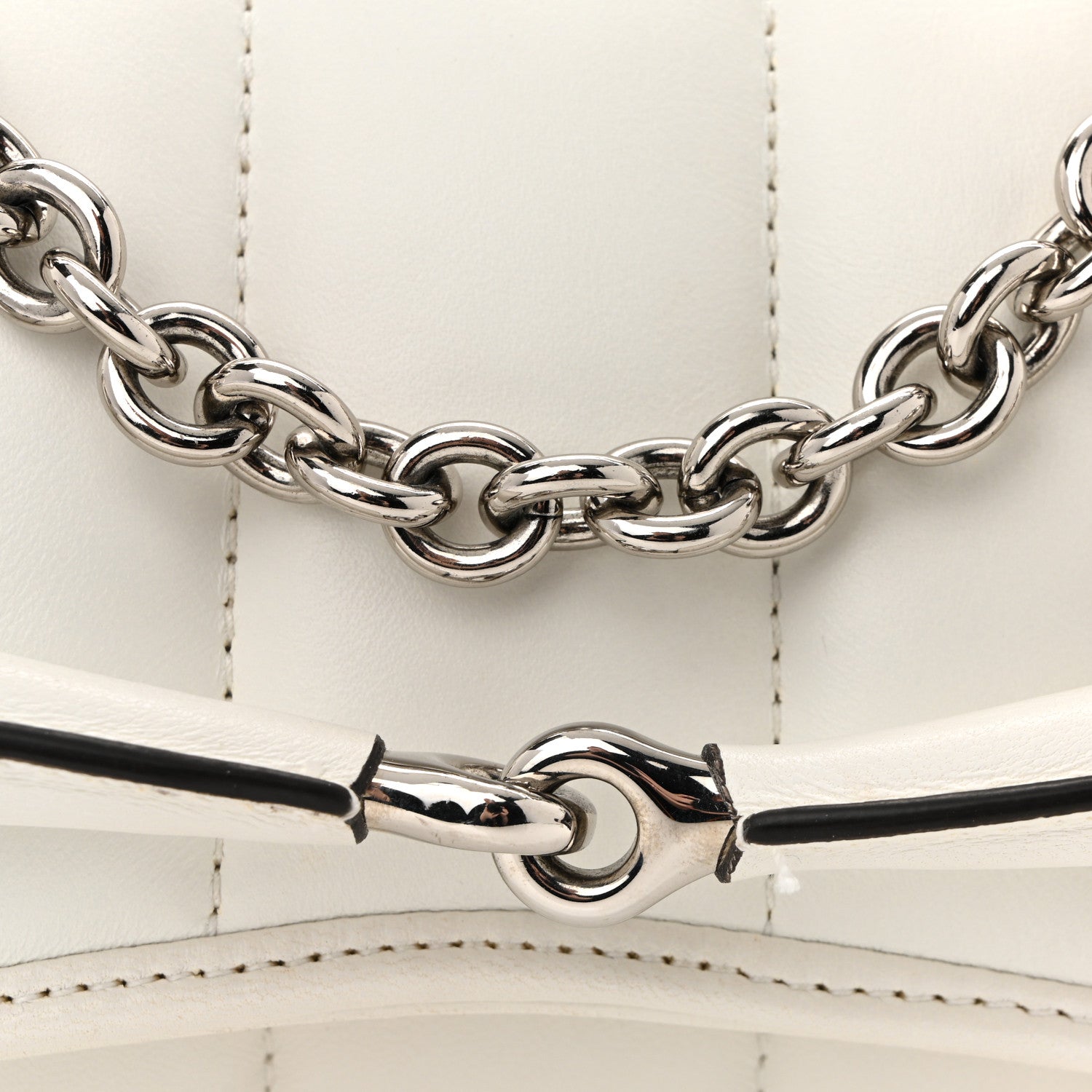 Gucci Nappa Vertical Matelasse Small Maxi Horsebit Chain Shoulder Bag Great White 12 of 13