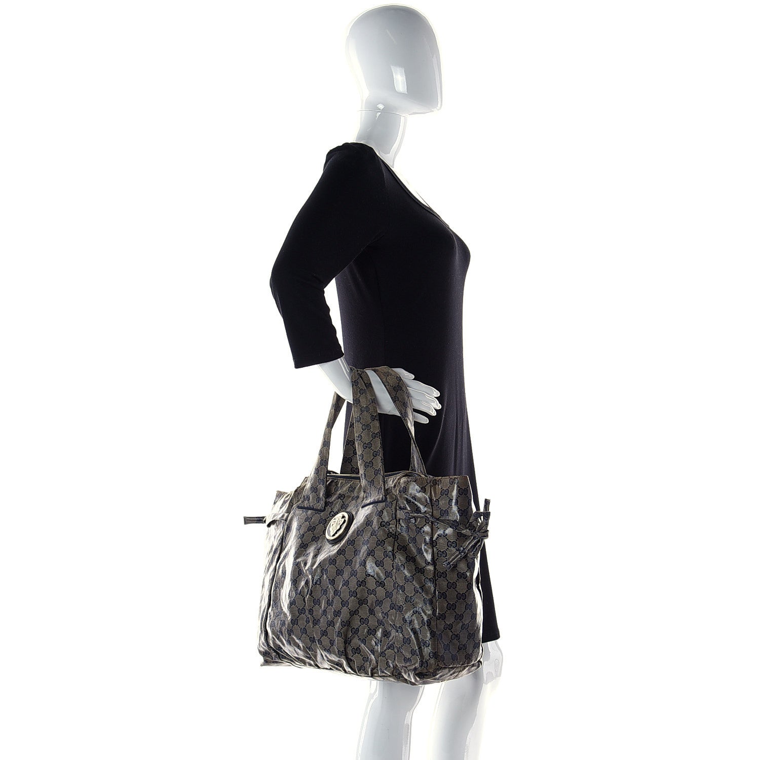 Gucci Crystal Monogram Hysteria Tote Navy Blue 3 of 10
