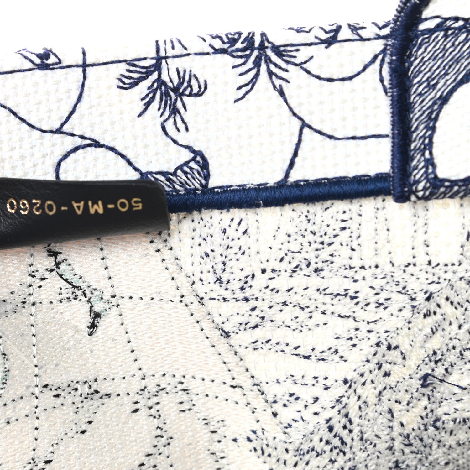 Christian Dior Canvas Embroidered Large Around The World Book Tote Blue 7 of 11