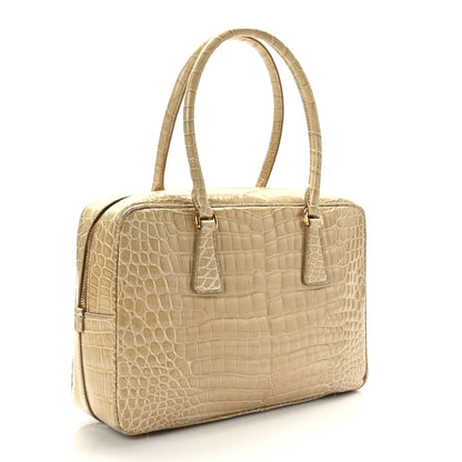 Prada Crocodile Bauletto Bag Beige 3 of 8