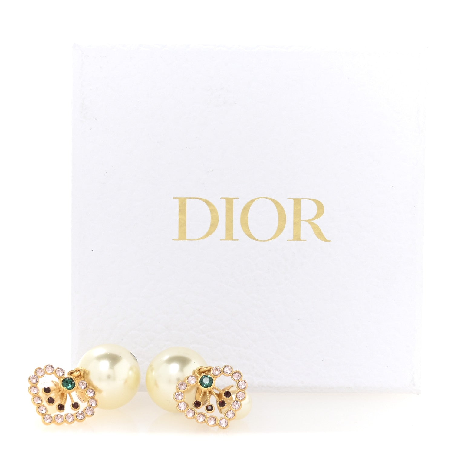 Dior パール クリスタル イヤリング Christian Dior Pearl Crystal Heart Tribal Earrings Gold Multicolor