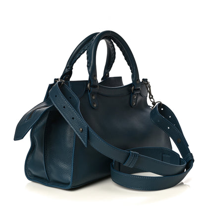 Balenciaga Grained Calfskin Neo Classic Silver Hardware S City Petrol Blue 1 of 8