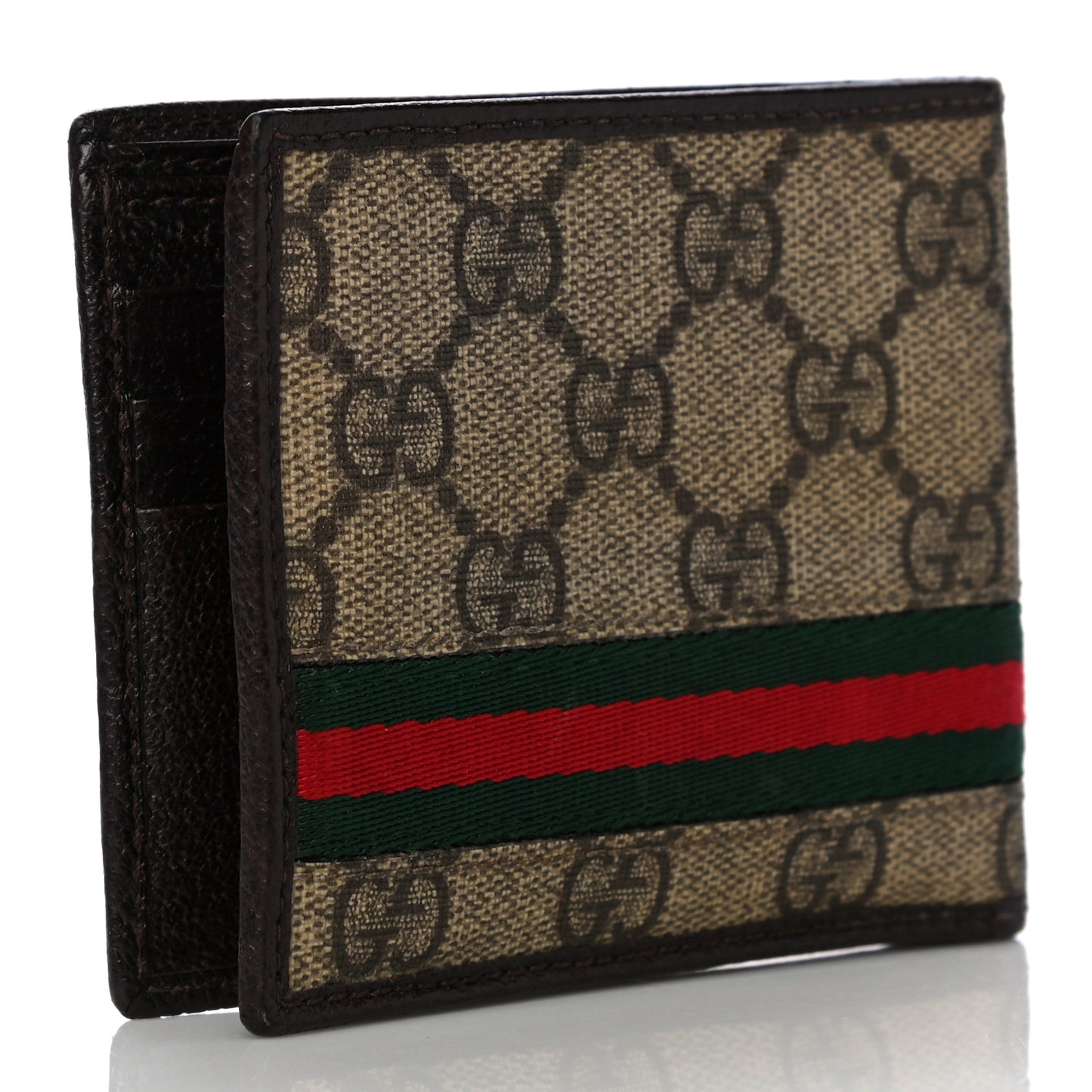 GG Plus Monogram Web Bi-Fold Wallet Dark Brown