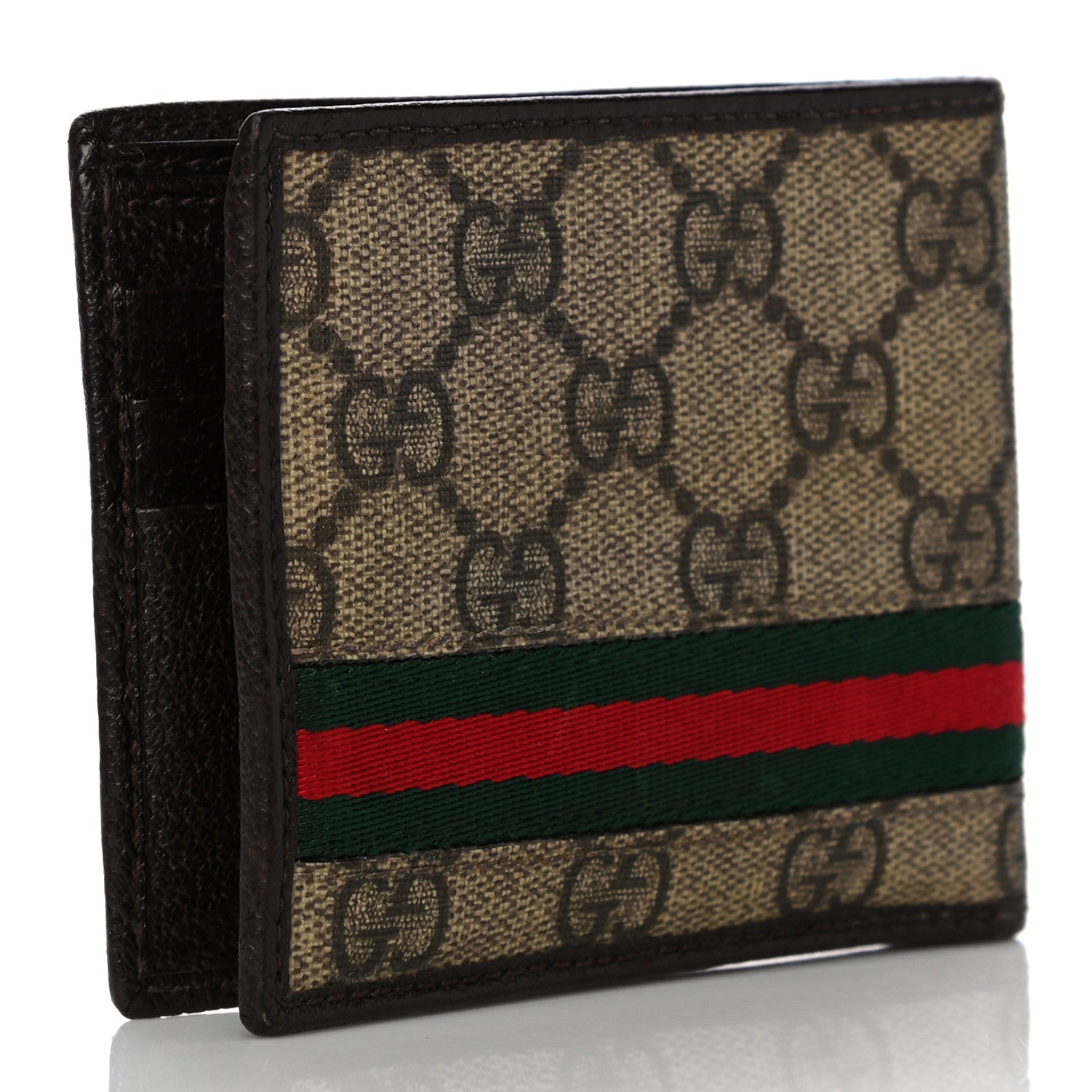 Gucci GG Plus Monogram Web Bi-Fold Wallet Dark Brown 3 of 12