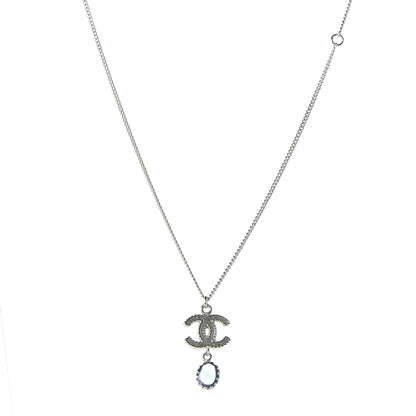 Chanel Enamel CC Drop Necklace Silver 1 of 7