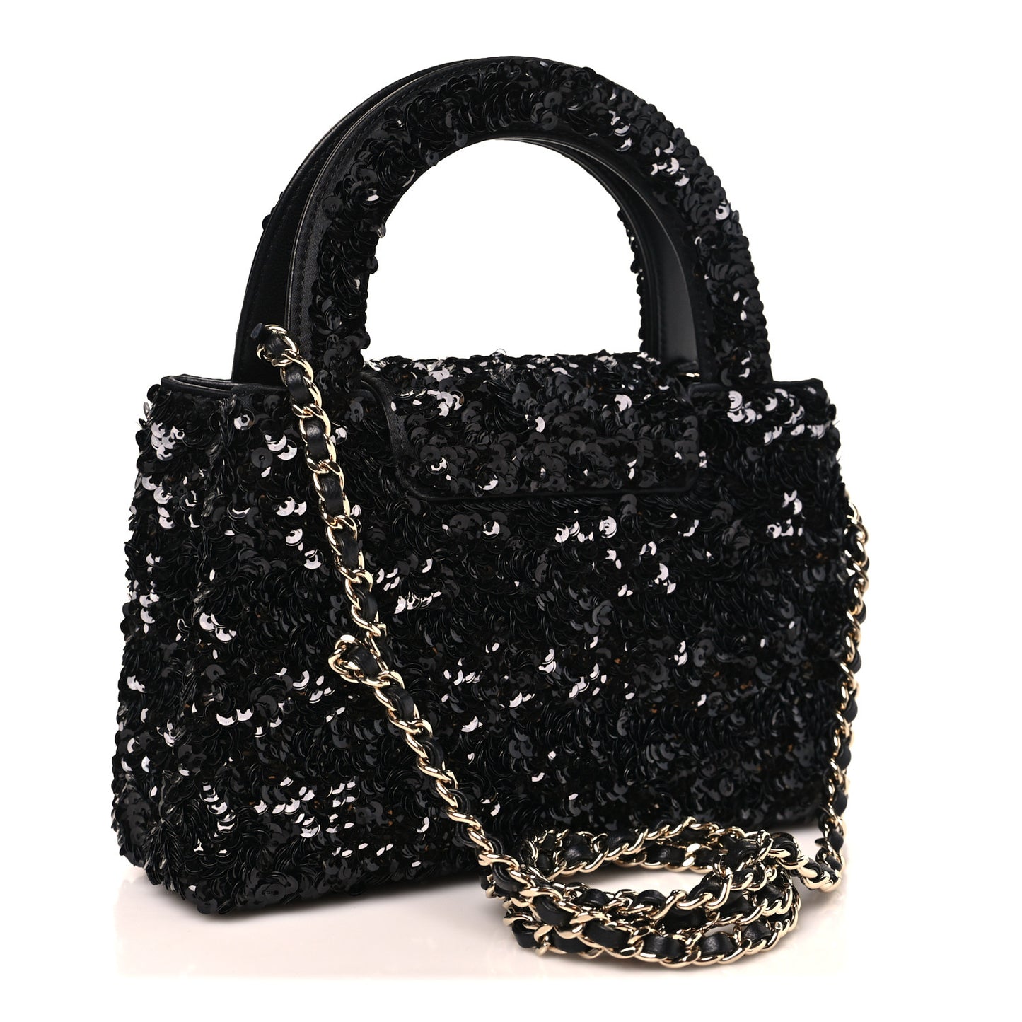 Sequin Nano Kelly Shopper Black