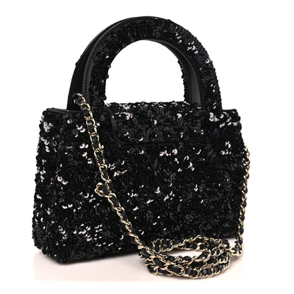 Chanel Sequin Nano Kelly Shopper Black 3 of 10