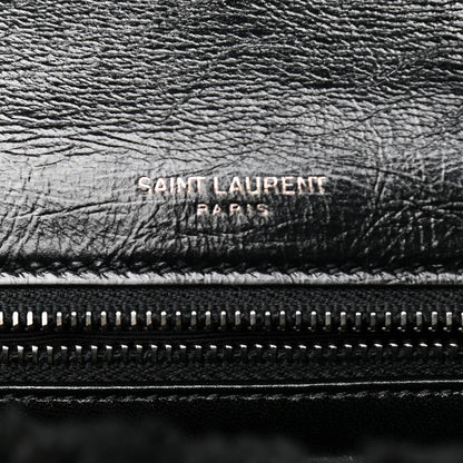 Saint Laurent Crinkled Calfskin Shearling Monogram Medium Niki Chain Satchel Black 6 of 11