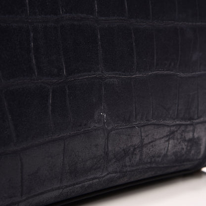 Celine Crocodile Embossed Nubuck Medium Phantom Luggage Navy Blue 10 of 15