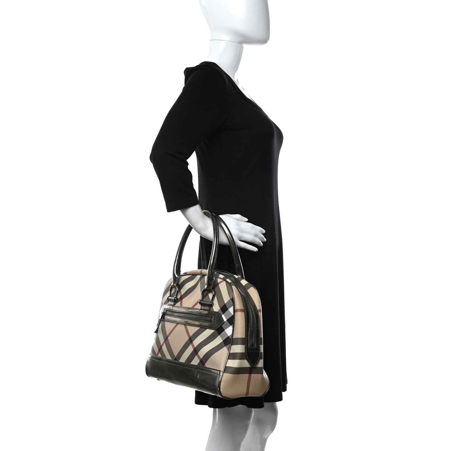 Metallic Supernova Check Patent Bowling Bag Pewter