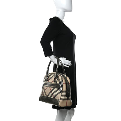 Burberry Metallic Supernova Check Patent Bowling Bag Pewter 2 of 20
