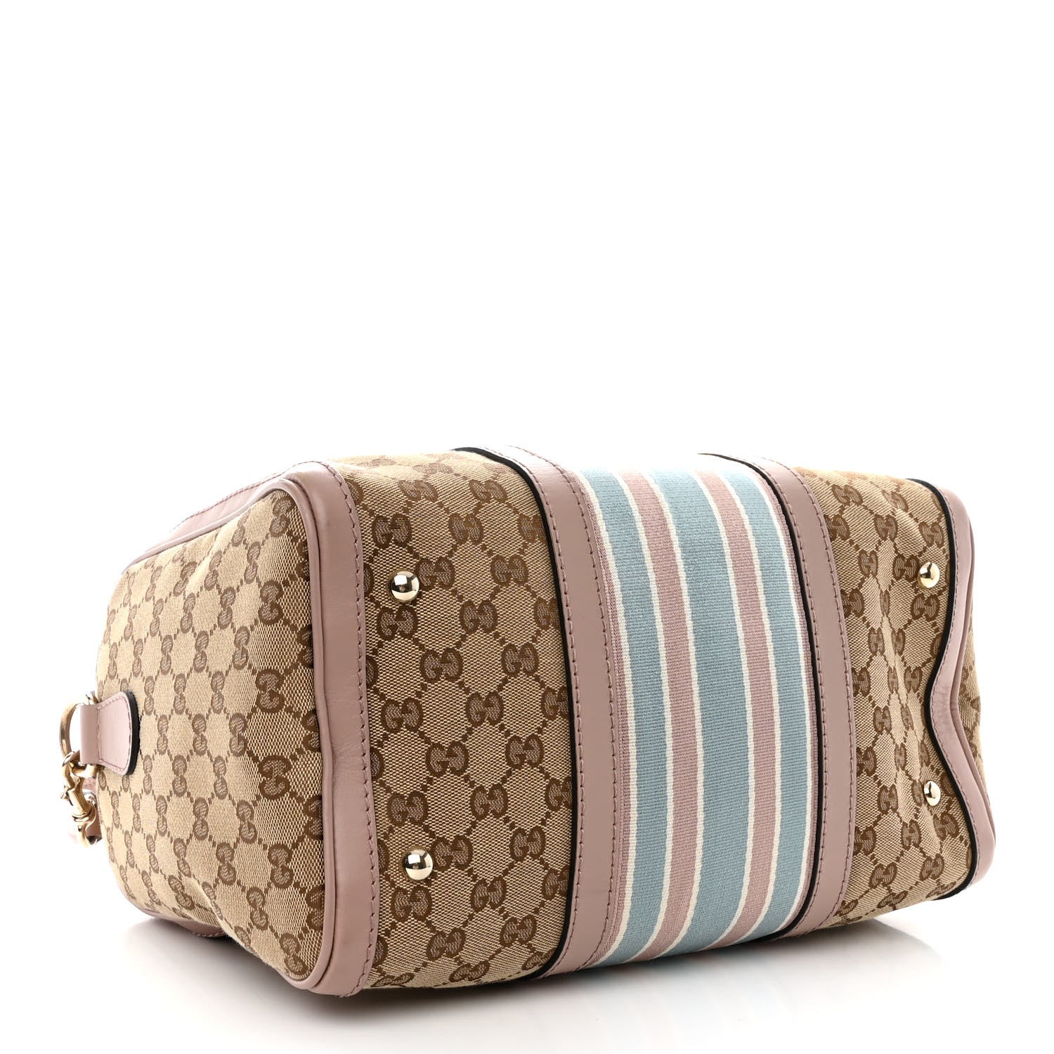 Gucci Monogram Vintage Web Medium Boston Pink Blue 4 of 10