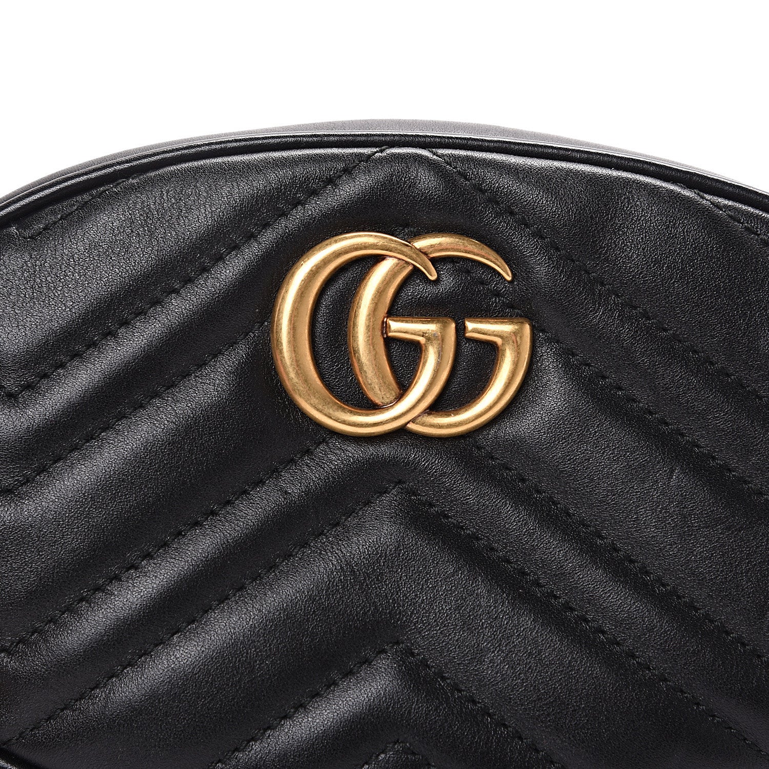 Gucci Calfskin Matelasse GG Marmont Belt Bag 95 38 Black 6 of 8