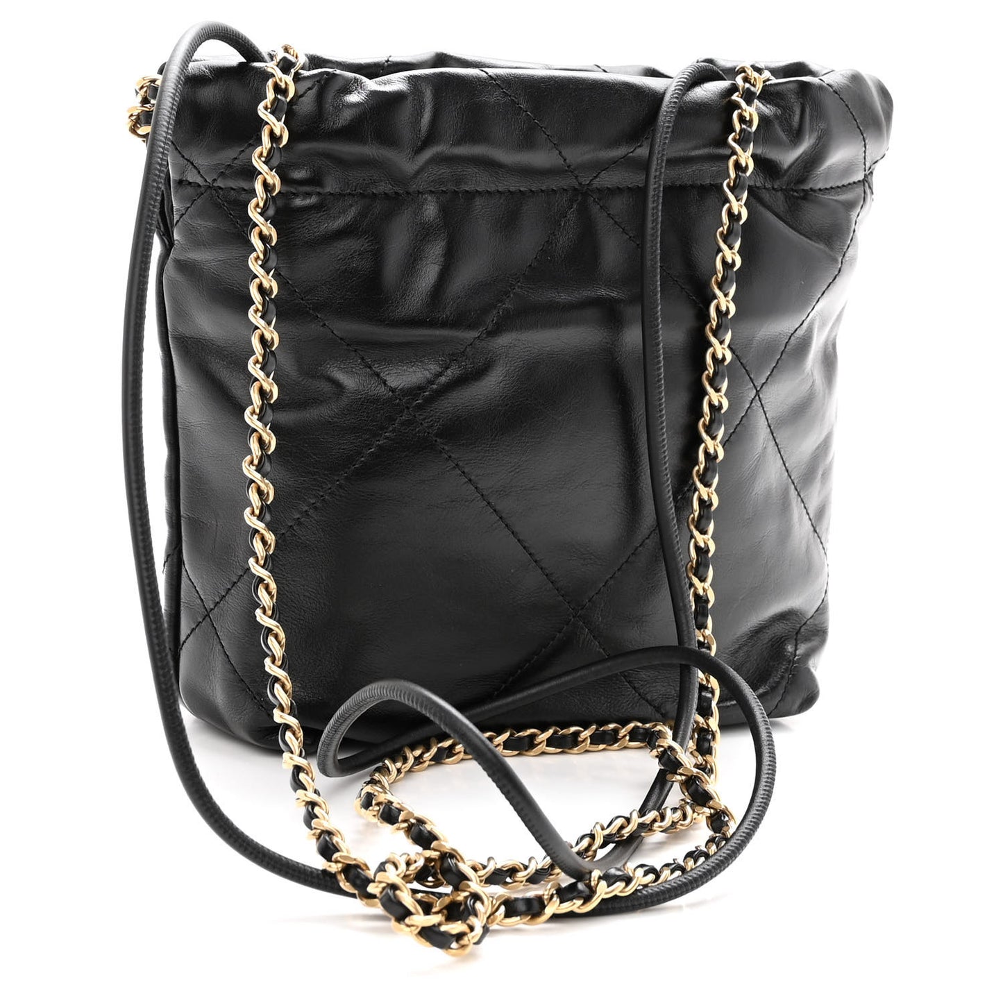 Shiny Calfskin Quilted Mini Chanel 22 Black