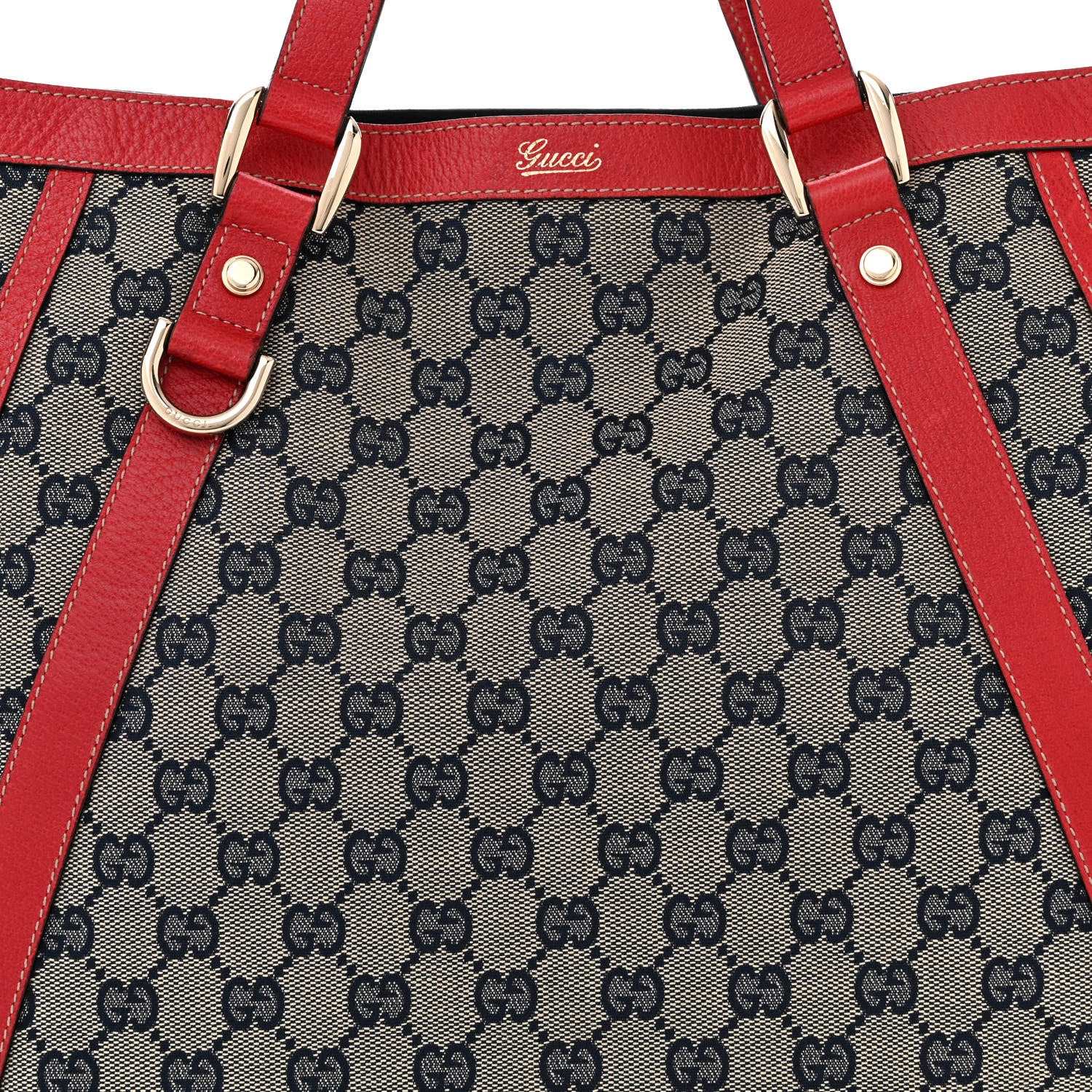 Gucci Monogram Medium Abbey Convertible Tote Navy Red 8 of 11