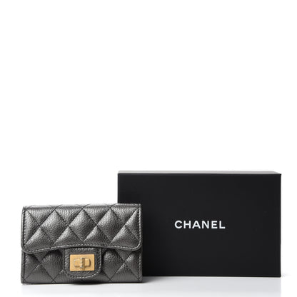 Chanel Metallic Calfskin Quilted Reissue Flap Card Holder Charcoal 9 of 9