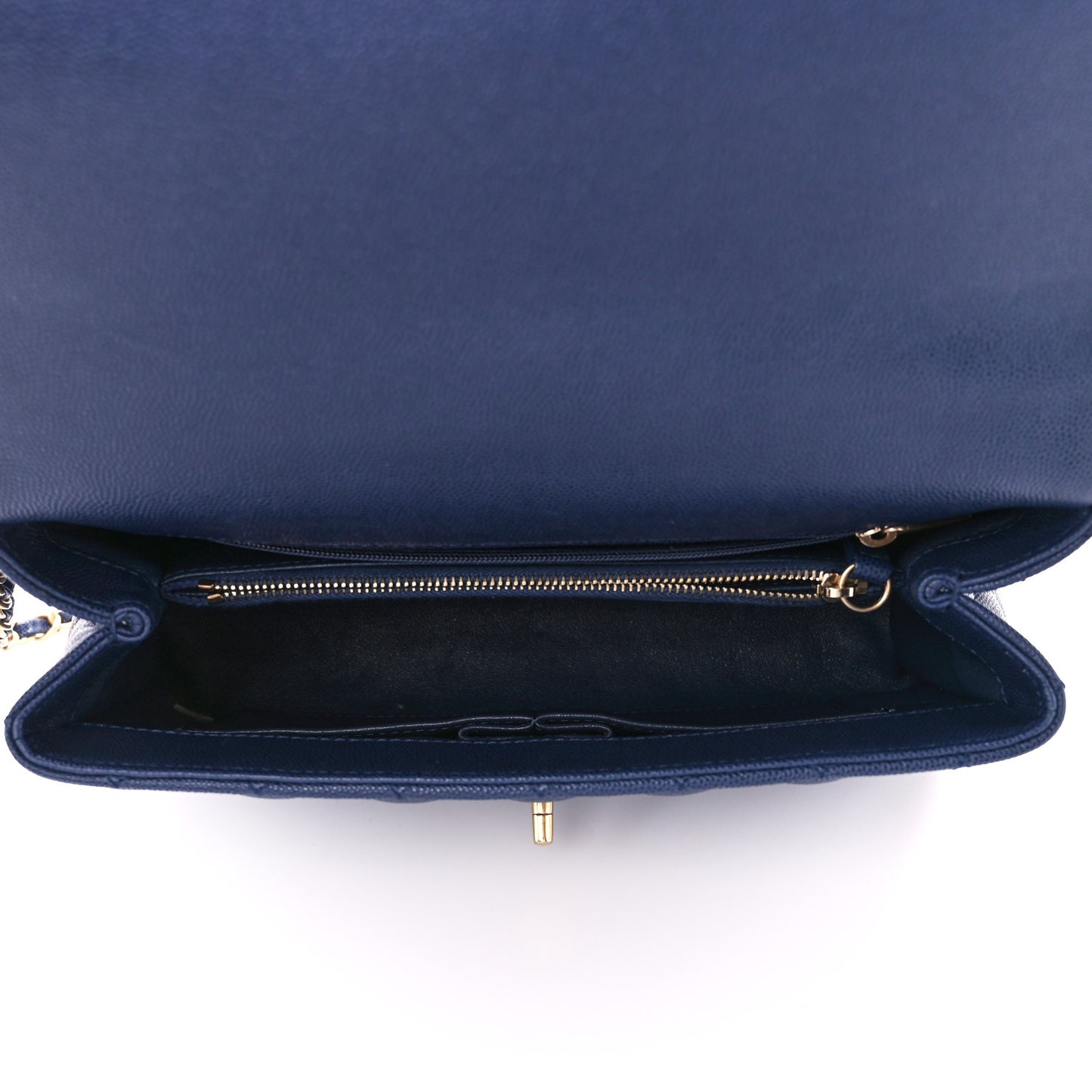 Caviar Lizard Embossed Quilted Small Coco Handle Flap Navy Blue