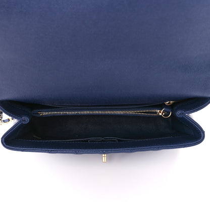 Chanel Caviar Lizard Embossed Quilted Small Coco Handle Flap Navy Blue 5 of 11