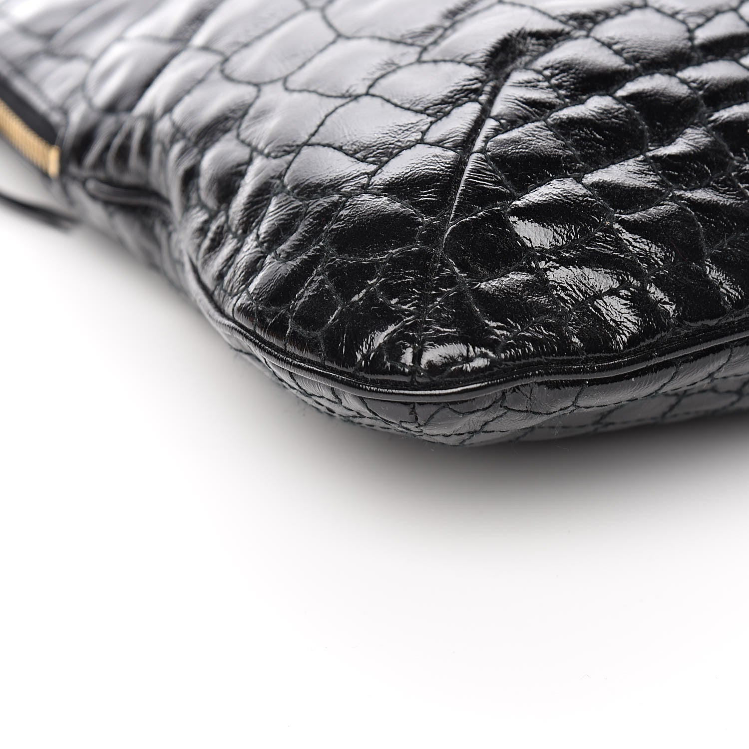 Saint Laurent Patent Crocodile Embossed Tribute Tote Black 11 of 12