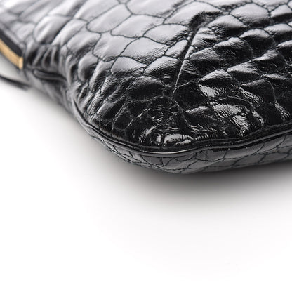 Saint Laurent Patent Crocodile Embossed Tribute Tote Black 11 of 12