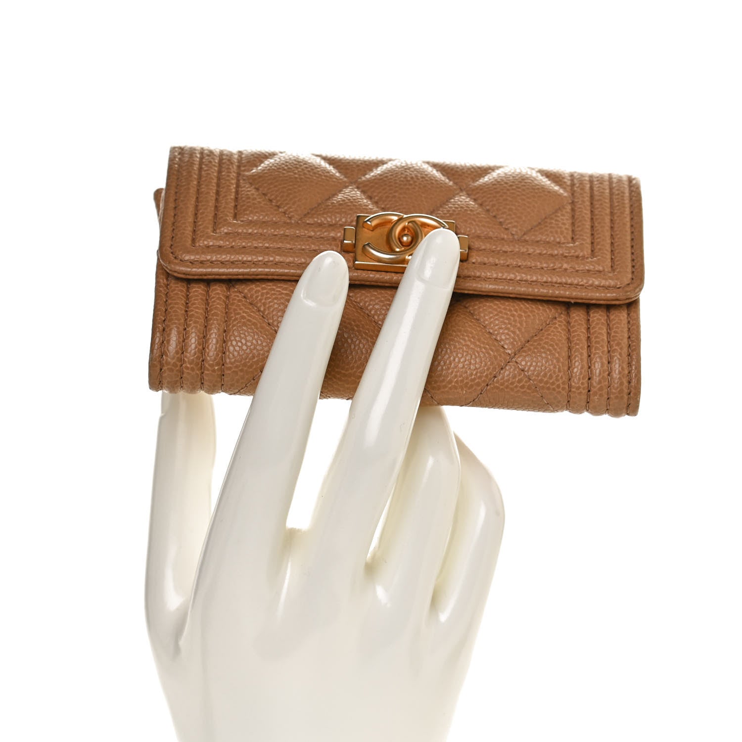 Chanel Caviar Quilted Boy Card Holder Wallet Beige Clair 2 of 9