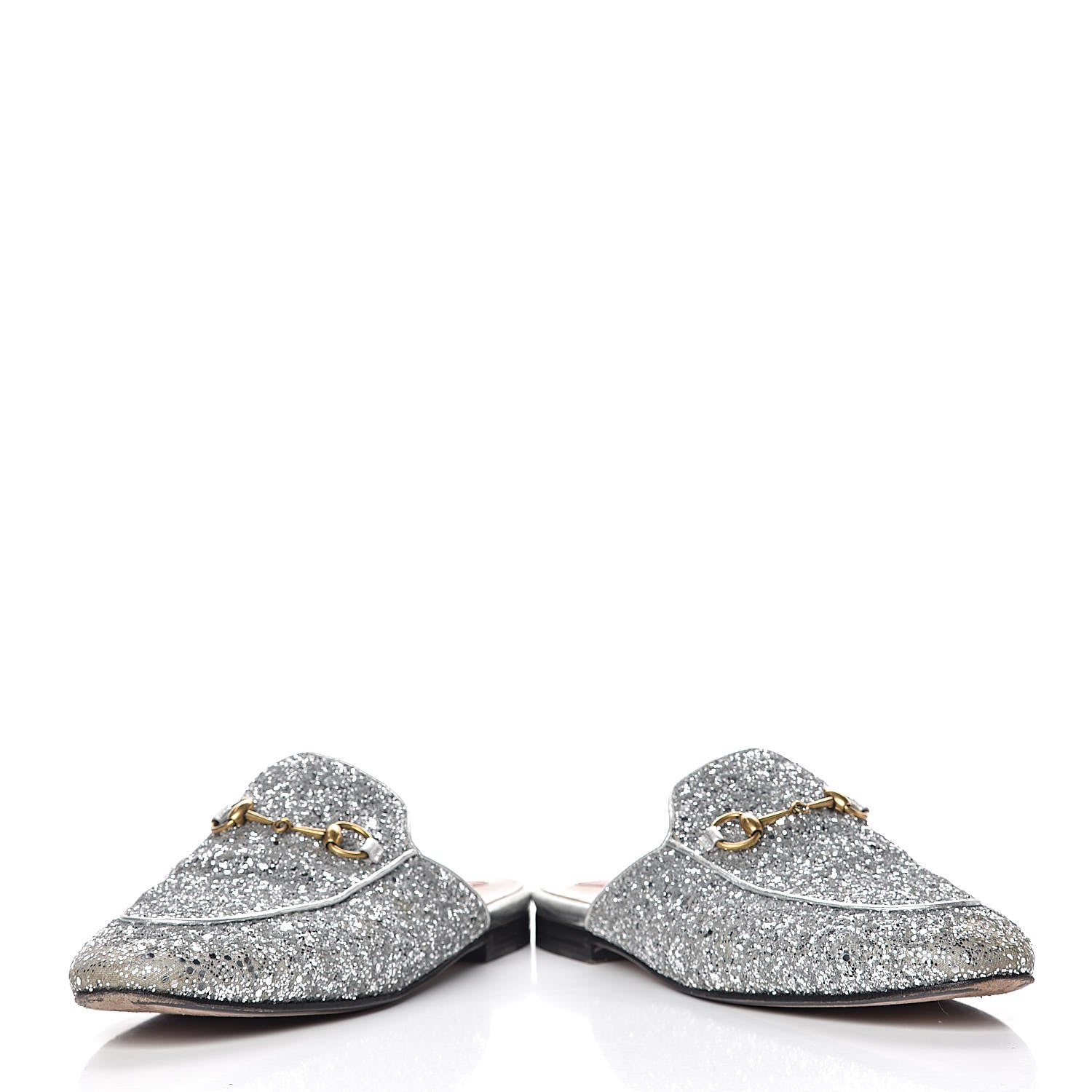 Gucci Glitter Womens Princetown Slippers 39 Silver 15 of 15