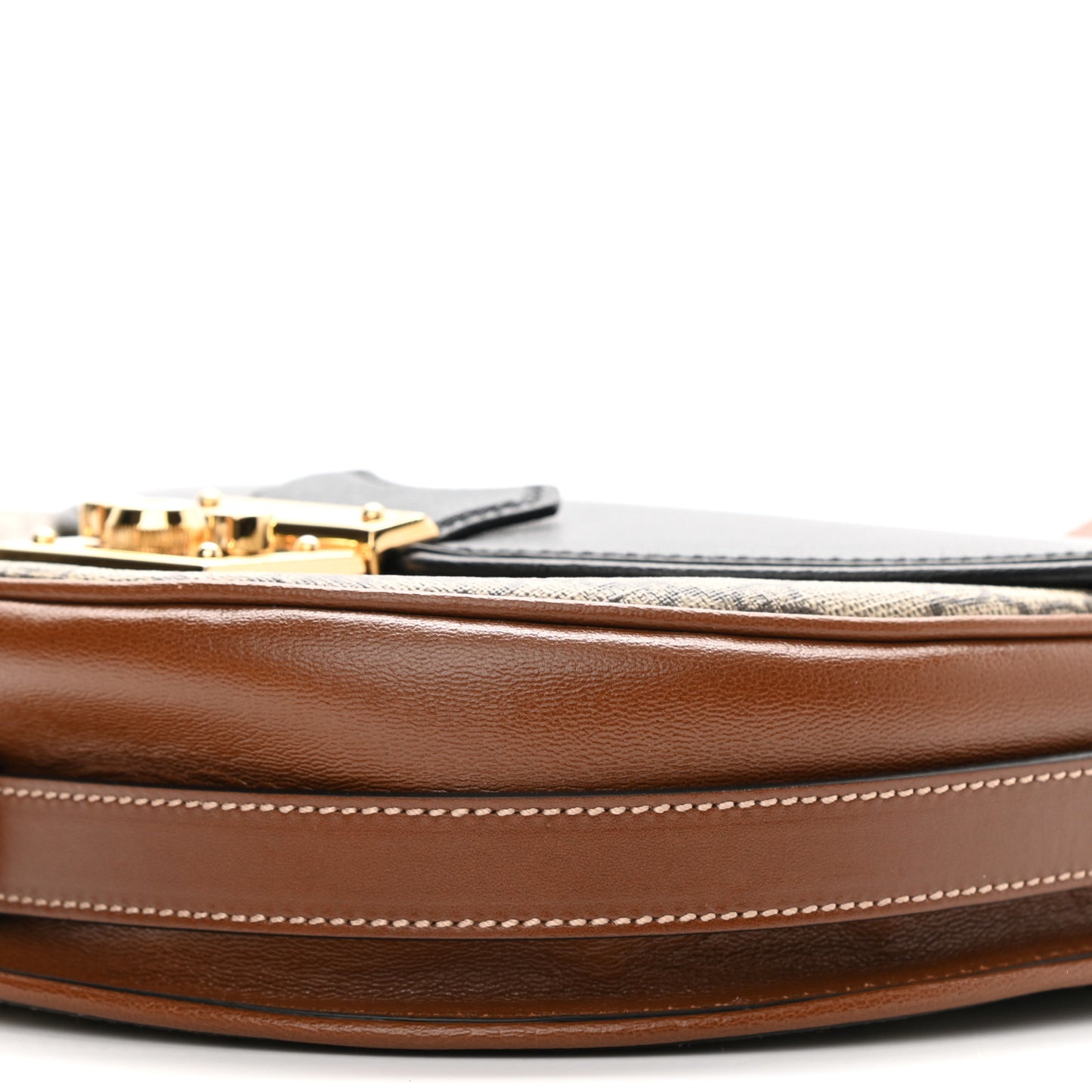 GG Supreme Monogram Calfskin Small Padlock Messenger Shoulder Bag Beige Black Cuir