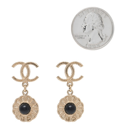 Chanel Flower CC Drop Earrings Gold Black 2 of 4