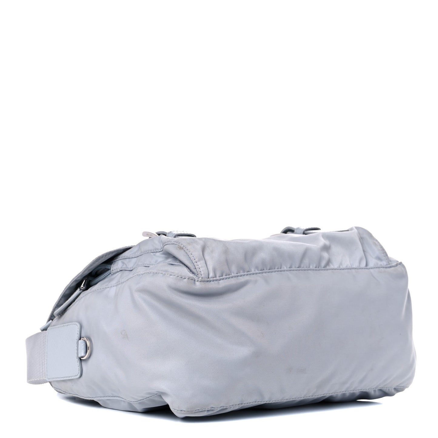 Re-Nylon Vela Saffiano Pocket Double Buckle Messenger Shoulder Bag Fiordaliso