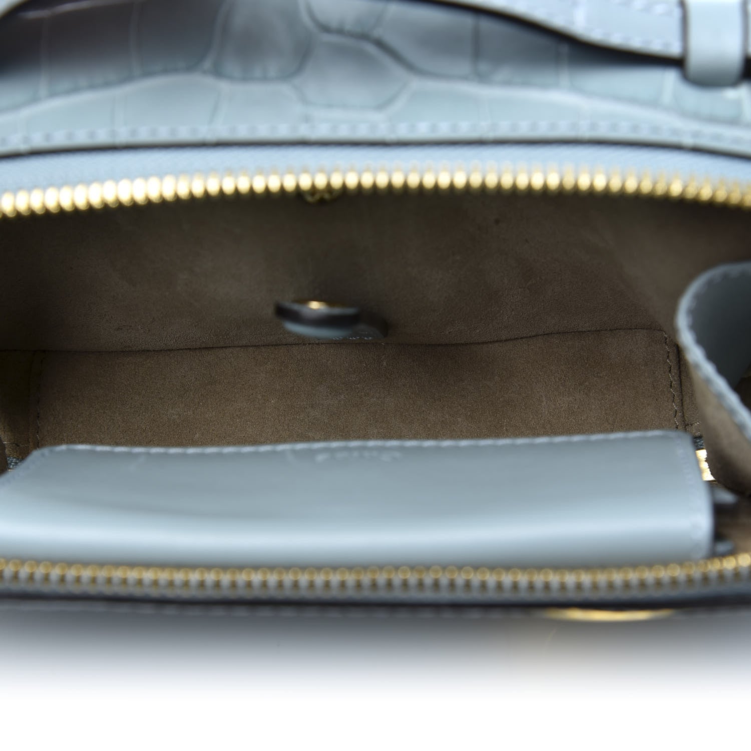 Chloe Calfskin Crocodile Embossed Mini C Vanity Bag Faded Blue 6 of 9