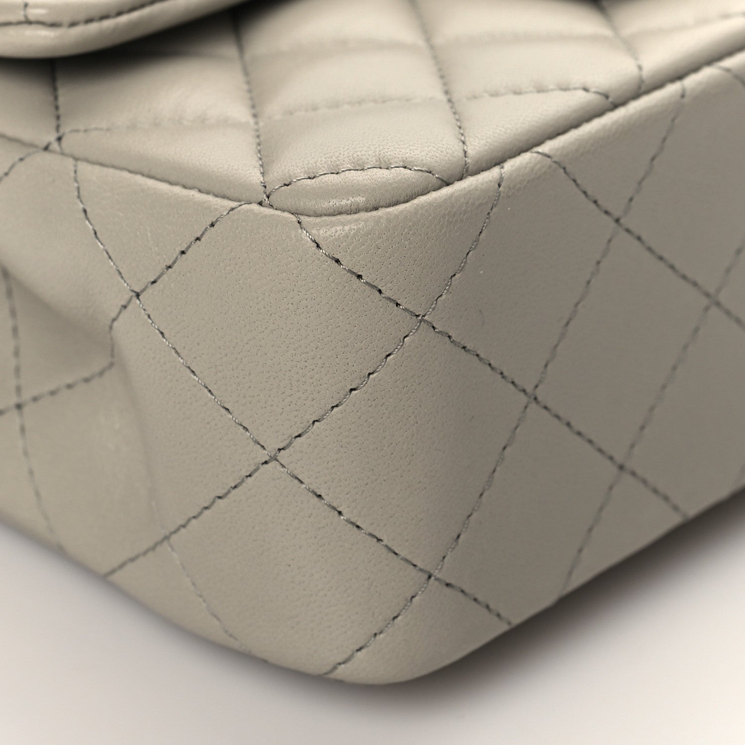 Chanel Lambskin Quilted Mini Rectangular Flap Grey 10 of 11