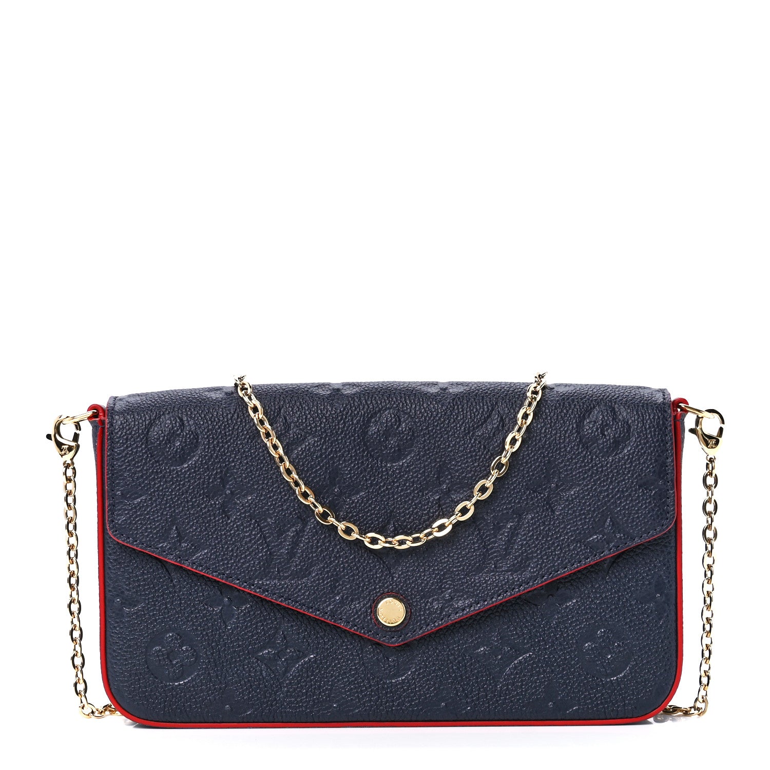 Louis Vuitton Empreinte Pochette Felicie Chain Wallet Marine Rouge 3 of 15
