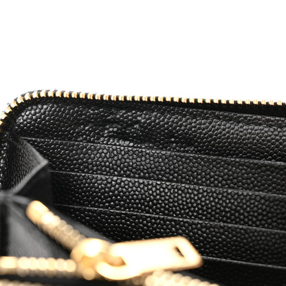 Saint Laurent Grain De Poudre Matelasse Chevron Monogram Zip Around Wallet Black 8 of 11